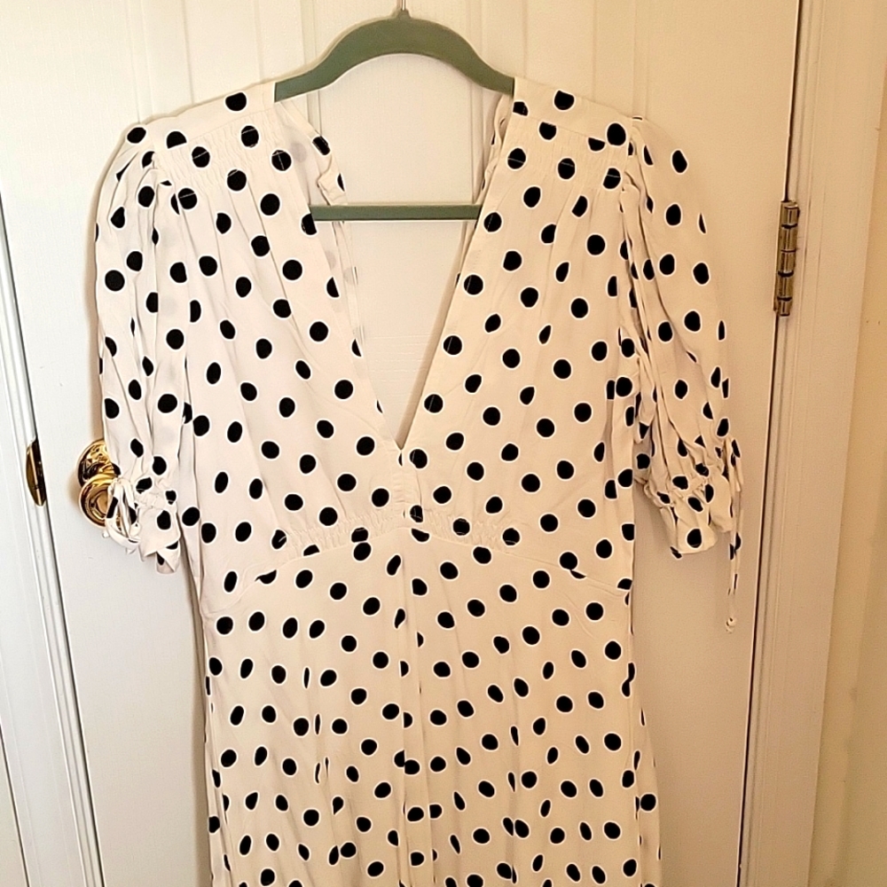 Faithfull the Brand midi dress / polka dot / as seen on Jessica Alba